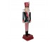 Kovová dekorace Louskáček Nutcracker v červeno - zeleném – 37*31*134 cm Clayre & Eef