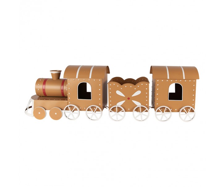 Vánoční dekorace figurka Train hnědý kovový – 97×19×28 cm Clayre & Eef