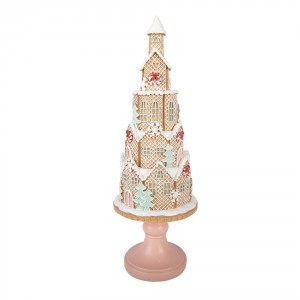 Vánoční dekorace věž z domků ve tvaru stromku Gingerbread – Ø 14*40 cm