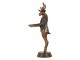 Dekorativní figurka jelen hnědý se zlatou patinou a podnosem – 16*15*36 cm Clayre & Eef