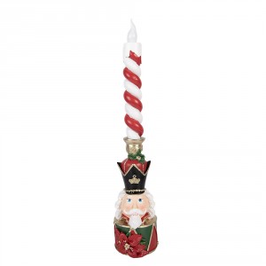 Svícen se svíčkou červený louskáček Nutcracker – 9*10*45 cm