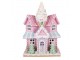 Ružový svietiaci LED domček Pastel Christmas Chic - 21*14*28 cm / 2*AAA Clayre & Eef