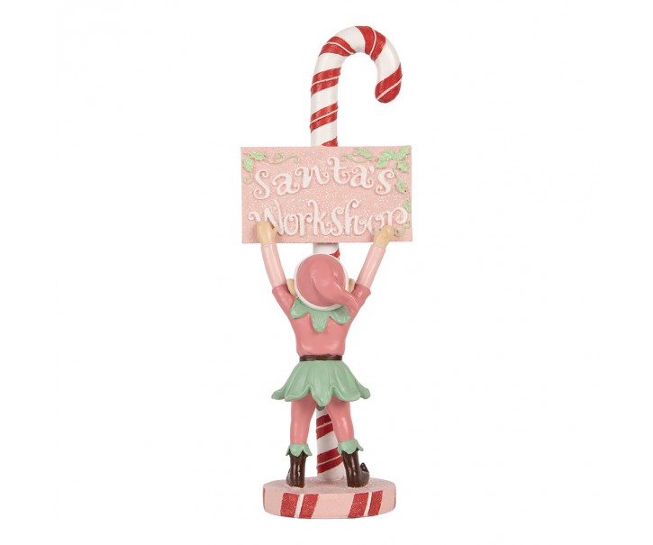 Vánoční dekorace figurka Elf růžový – 11*8*30 cm Clayre & Eef