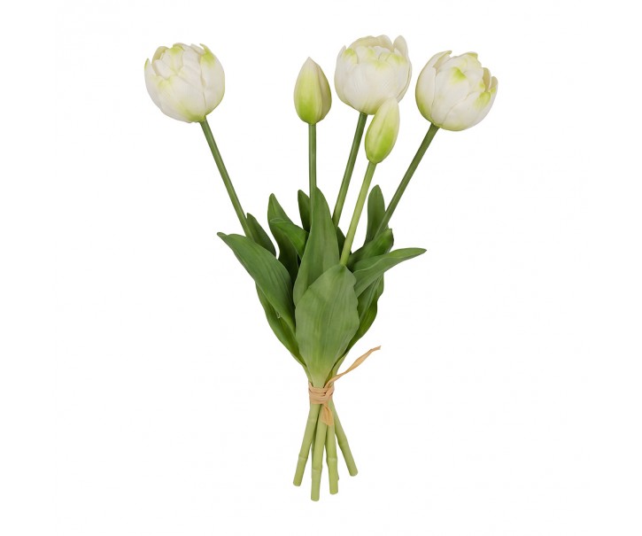 Umělá bílá květina svazek tulipánů Clayre & Eef – 42 cm Clayre & Eef