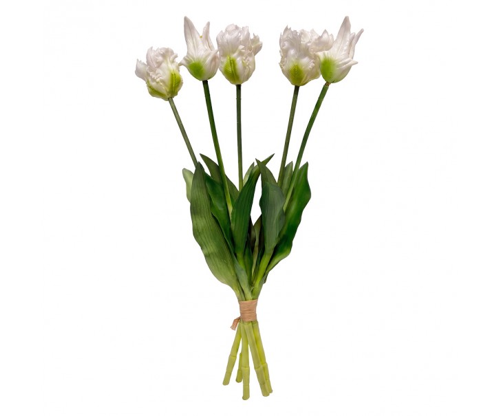 Umělá bílá květina svazek papouškovitých tulipánů Clayre & Eef – 42 cm Clayre & Eef