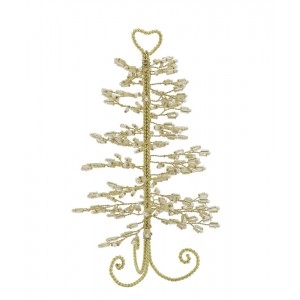 Elegantní vánoční zlatý stromek s perličkami Glaze Forest - 11*24 cm