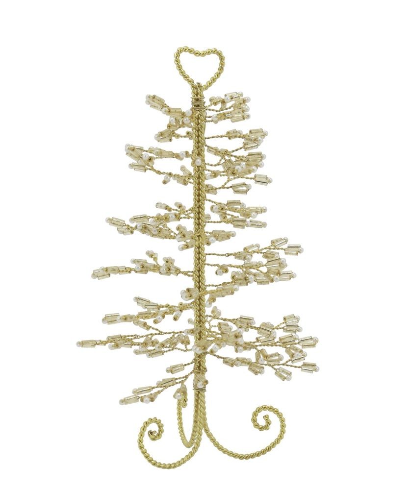 Elegantní vánoční zlatý stromek s perličkami Glaze Forest - 11*24 cm