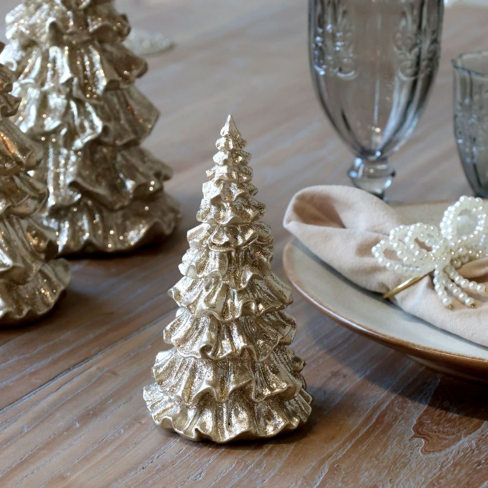 Elegantní vánoční champagne stromek se třpytkami Glitt Forest S - 8*15 cm