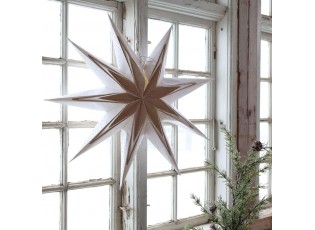 Závěsná champagne papírová zdobená hvězda Vintage Paper Star Glitt - 60 cm