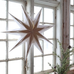 Závěsná champagne papírová zdobená hvězda Vintage Paper Star Glitt - 60 cm