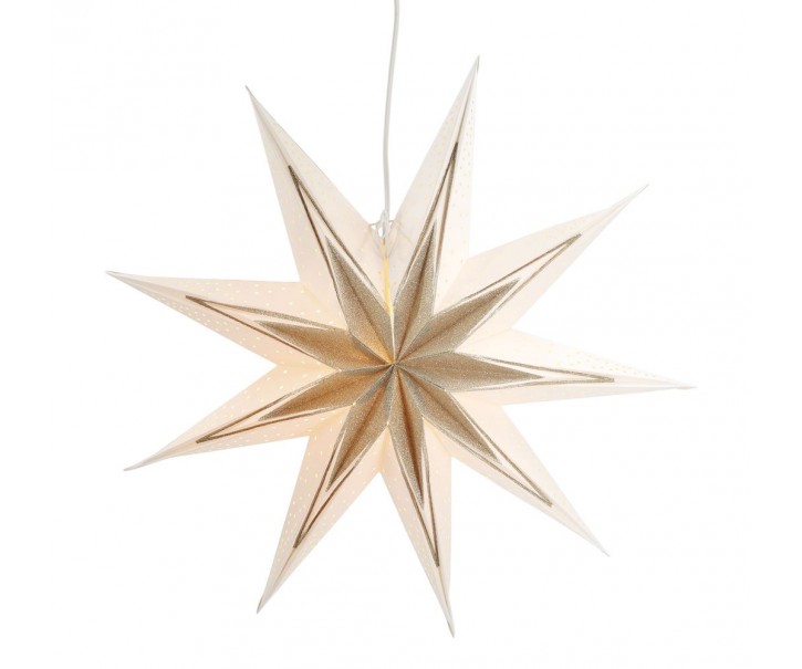 Champagne papírová zdobená hvězda Vintage Paper Star Glitt - 60 cm Chic Antique