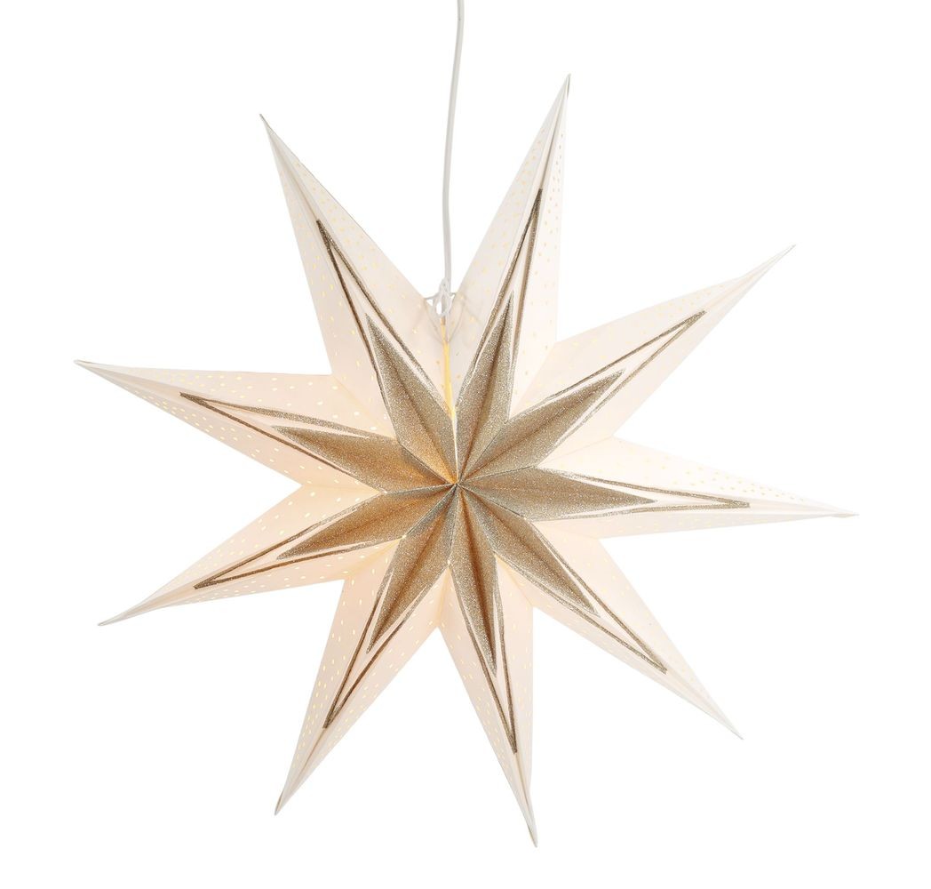 Závěsná champagne papírová zdobená hvězda Vintage Paper Star Glitt - 60 cm