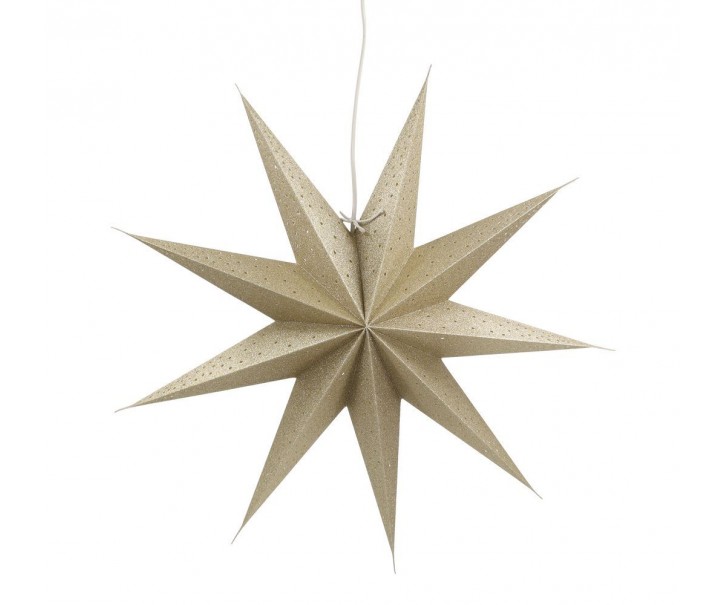 Závěsná champagne papírová zdobená hvězda Vintage Paper Star Glitt - 60 cm Chic Antique