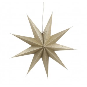 Závěsná champagne papírová zdobená hvězda Vintage Paper Star Glitt - 60 cm