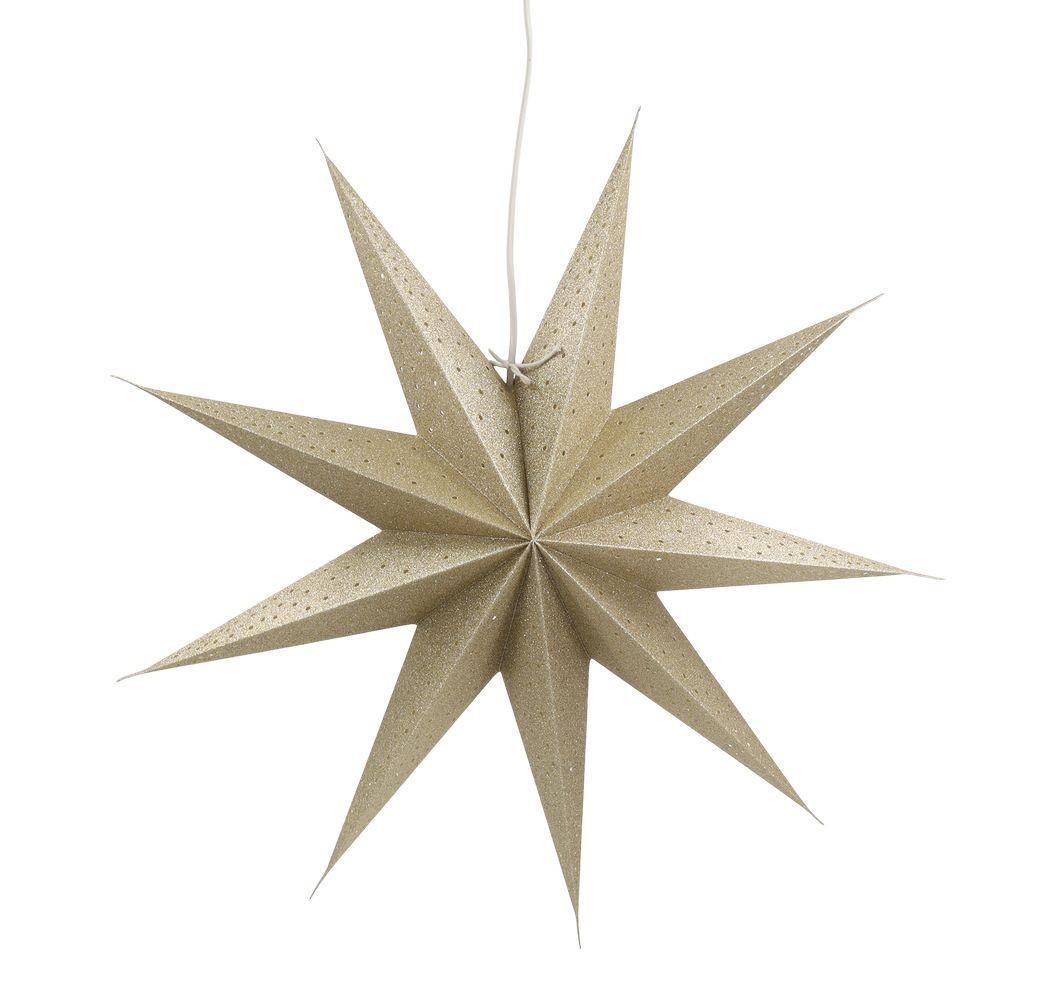 Závěsná champagne papírová zdobená hvězda Vintage Paper Star Glitt - 60 cm