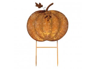 Rustikální zahradní oranžový zápich dýně Pumpkin Rust - 48*3*72 cm