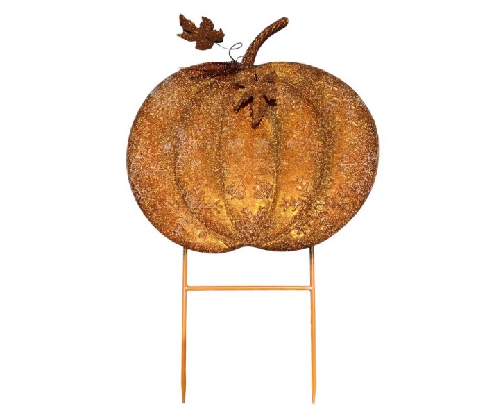 Rustikální zahradní oranžový zápich dýně Pumpkin Rust - 48*3*72 cm Clayre & Eef