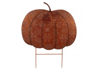 Velký kovový zahradní zápich dýně Pumpkin Rust - 77*3*93 cm