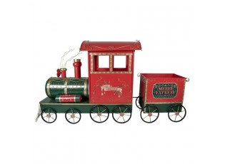 Velká červená kovová vánoční dekorace vlak Merry Express - 280*75*135 cm