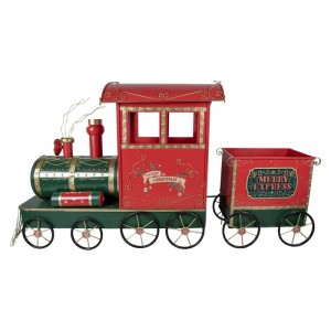 Velká červená kovová vánoční dekorace vlak Merry Express - 280*75*135 cm