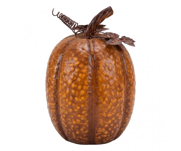 Oranžová antik kovová dekorace dýně Pumpkin Rust - Ø 18*25 cm Clayre & Eef