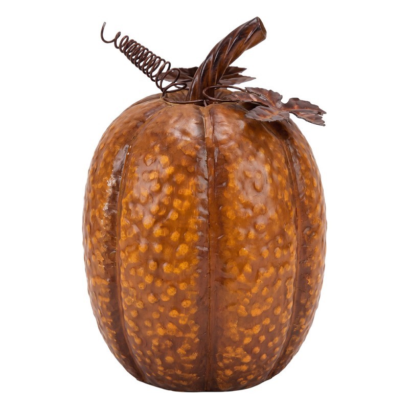 Oranžová antik kovová dekorace dýně Pumpkin Rust - Ø 18*25 cm