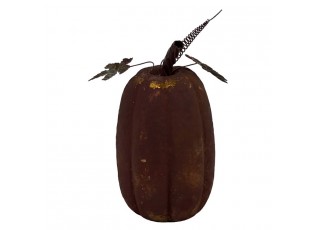 Hnědá antik kovová dekorace dýně Pumpkin Rust - Ø 16*30 cm