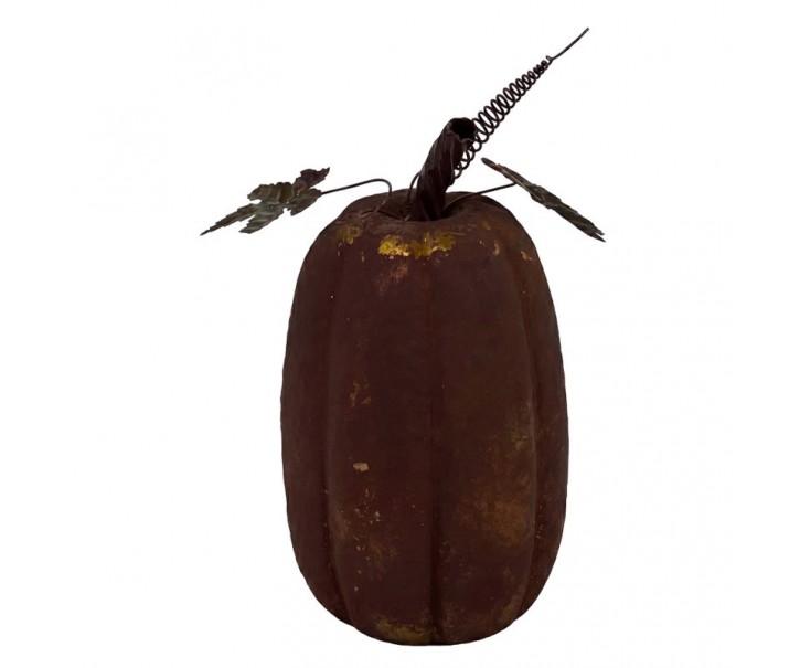 Hnědá antik kovová dekorace dýně Pumpkin Rust - Ø 16*30 cm Clayre & Eef