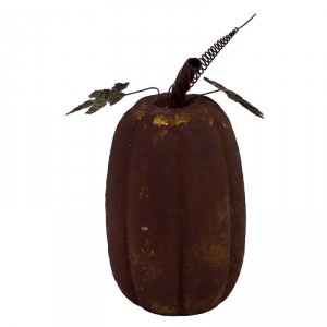 Hnědá antik kovová dekorace dýně Pumpkin Rust - Ø 16*30 cm