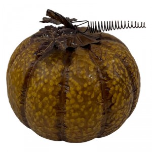 Hnědá antik kovová dekorace dýně Pumpkin Rust - Ø 17*16 cm
