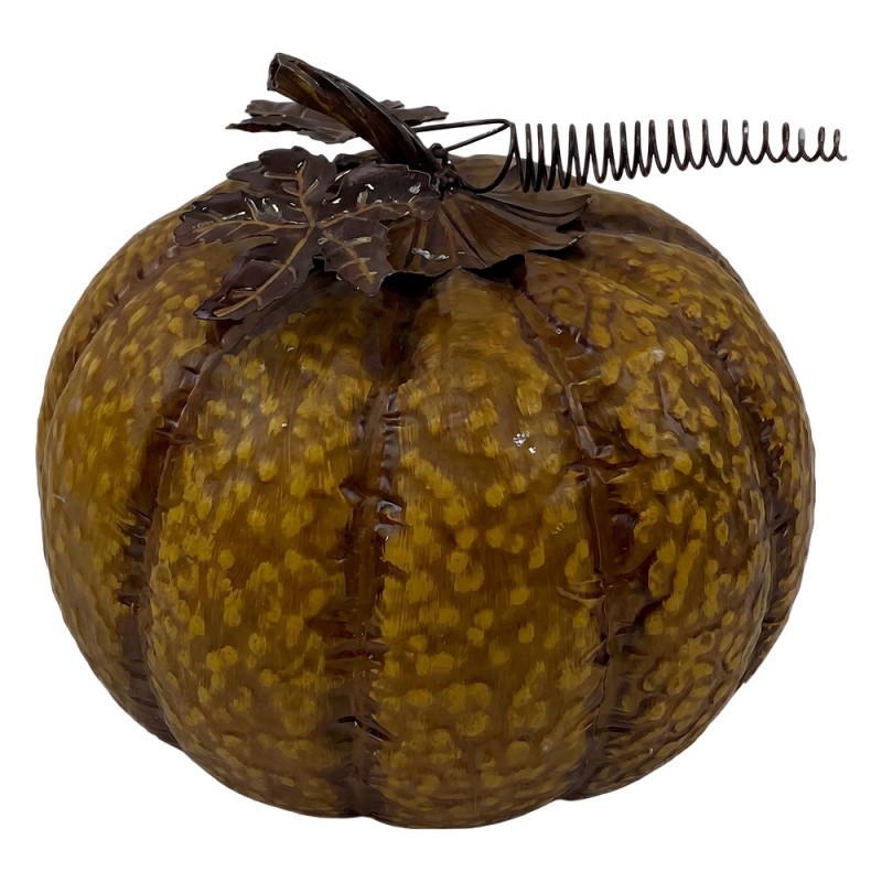 Hnědá antik kovová dekorace dýně Pumpkin Rust - Ø 17*16 cm