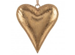 Zlatá antik kovová závěsná dekorace srdce Heart Antique L - 22*4*19 cm