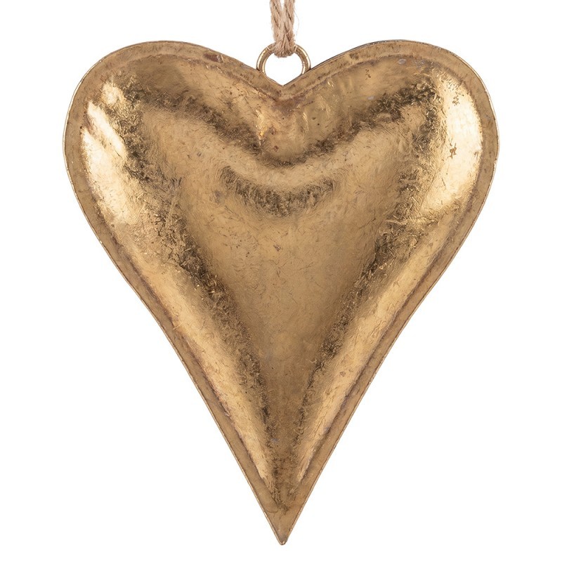 Zlatá antik kovová závěsná dekorace srdce Heart Antique L - 22*4*19 cm