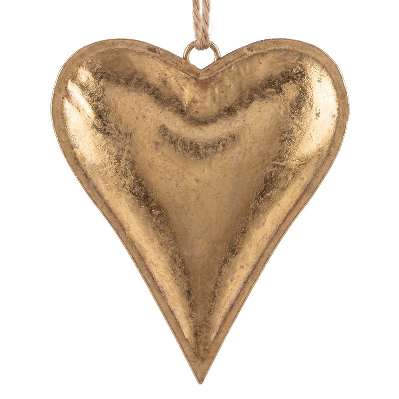 Zlatá antik kovová závěsná dekorace srdce Heart Antique M - 19*3*16 cm