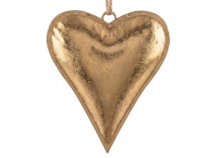 Zlatá antik kovová závěsná dekorace srdce Heart Antique S - 15*3*12 cm