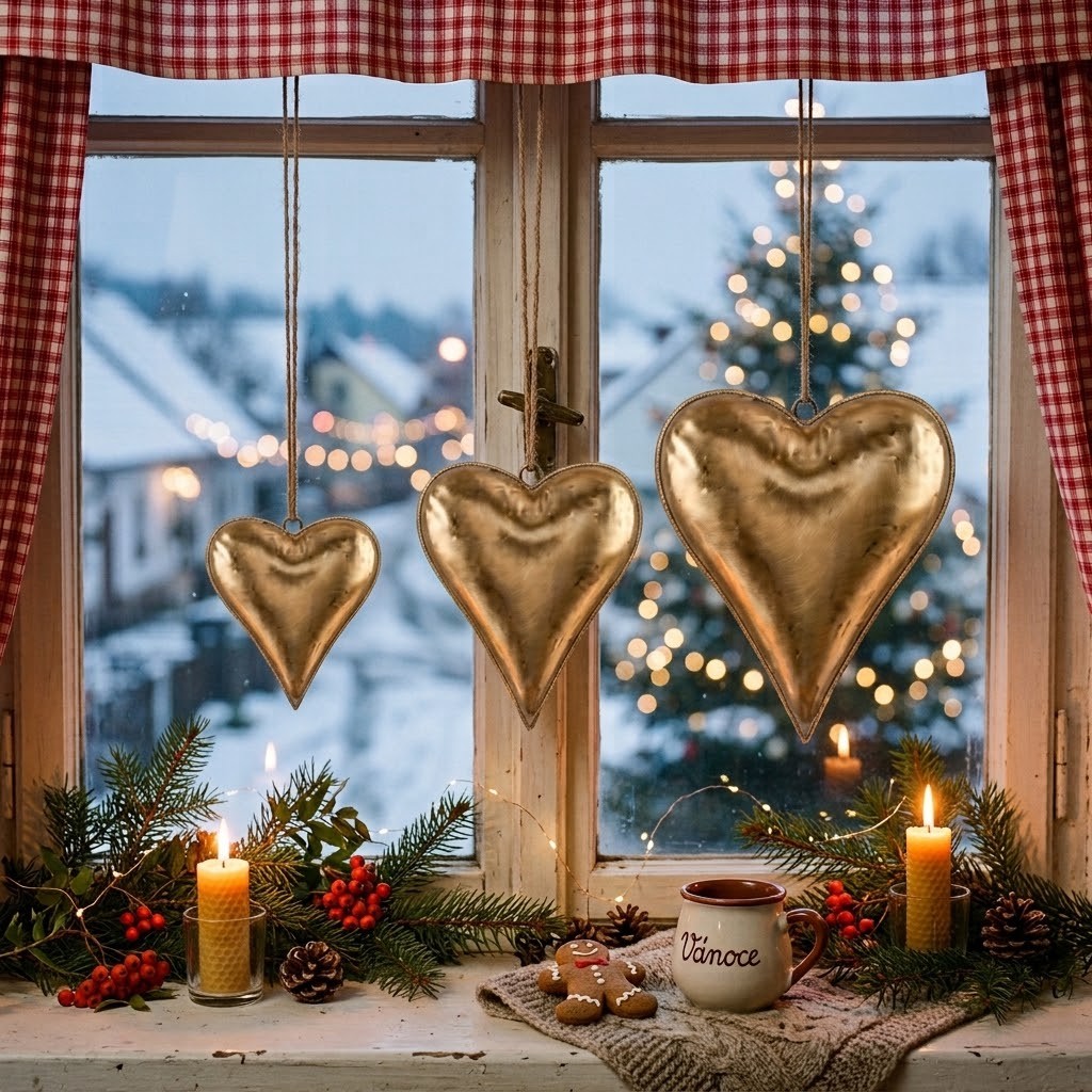 Zlatá antik kovová závěsná dekorace srdce Heart Antique L - 22*4*19 cm