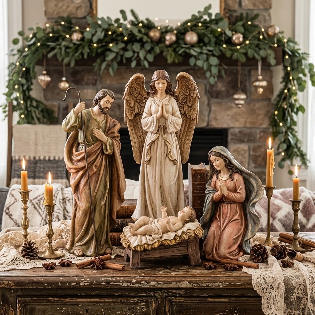 Sada 4ks vánoční dekorace figurka Betlém Nativity Scene – 23*12*47 cm