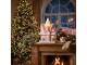 Ružový svietiaci LED domček Pastel Christmas Chic - 21*14*28 cm / 2*AAA Clayre & Eef