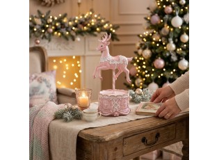 Vánoční dekorace LED cirkusový jelen Pastel Christmas Chic - 17*14*29 cm / 2*AAA