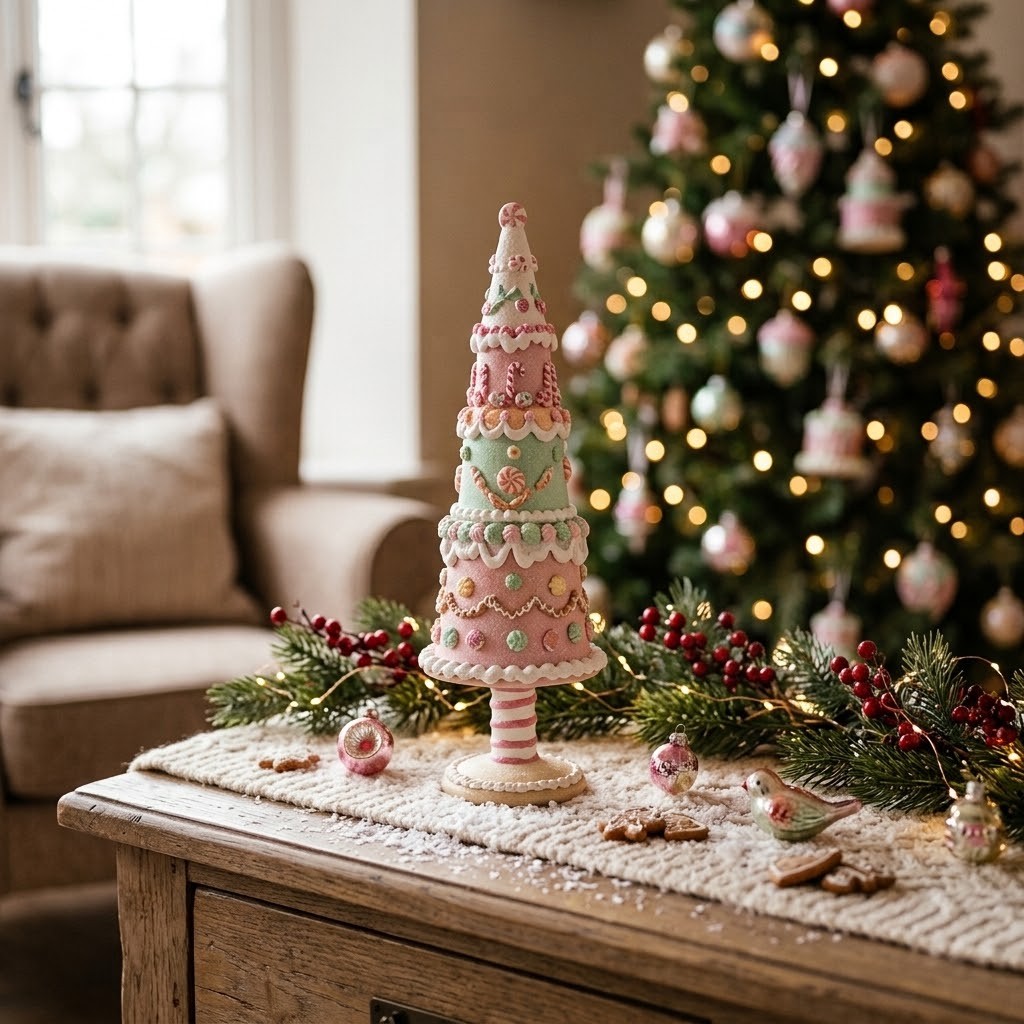 Vánoční dekorace stromek s perníčky Pastel Christmas Chic - Ø 8*26 cm