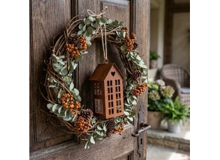Dekorace rezavý malý domek Rustic Charm - 5*6*12 cm
