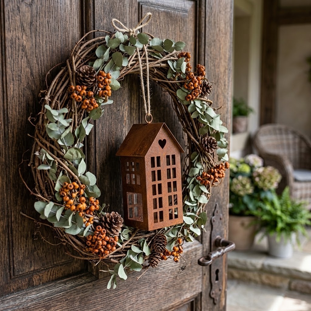 Rezavý kovový domeček Rustic Charm jako vintage dekorace