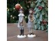 Šedá vánoční dekorace chlapec s dívkou Noël – 4*4*14,5 cm Chic Antique
