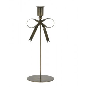 Mosazný antik svícen s mašlí Bow Antique Brass – 10*10*27 cm