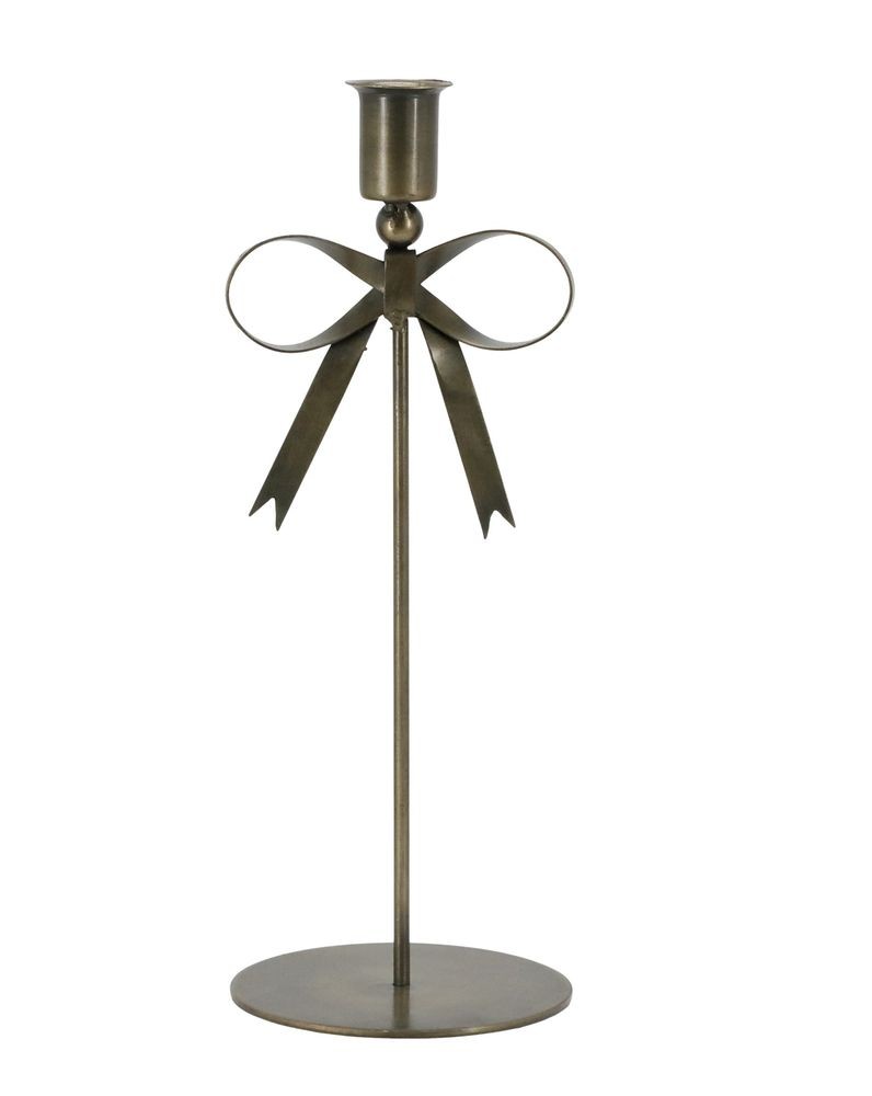 Mosazný antik svícen s mašlí Bow Antique Brass – 10*10*27 cm