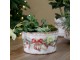 Béžový keramický květináč s vánočními ozdobami Christmas Bow & Bauble – Ø 16,5*9,5 cm Chic Antique