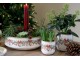 Béžový keramický květináč s vánočními ozdobami Christmas Bow & Bauble – Ø 13*13,5 cm Chic Antique