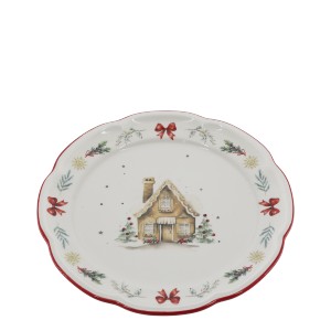 Vánoční keramický dezertní talířek Chalet de Noël – Ø 20,5*2 cm