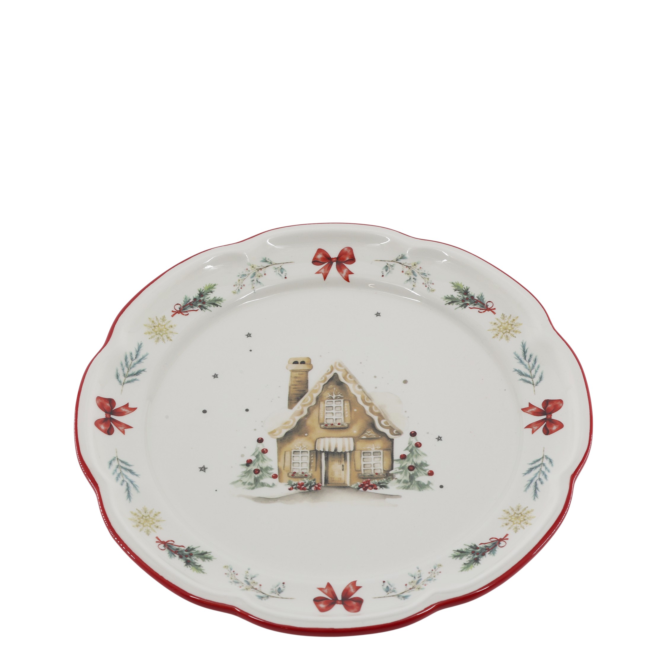 Vánoční keramický dezertní talířek Chalet de Noël – Ø 20,5*2 cm