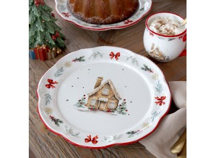 Vánoční keramický jídelní talíř Chalet de Noël – Ø 28*3 cm